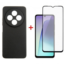 Чохол-накладка Dengos Carbon для Xiaomi Redmi 14C Black (DG-KM-119) + захисне скло Чохол-накладка Dengos Carbon для Xiaomi Redmi 14C Black (DG-KM-119) + захисне скло