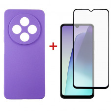 Чохол-накладка Dengos Carbon для Xiaomi Redmi 14C Purple (DG-KM-121) + захисне скло Чохол-накладка Dengos Carbon для Xiaomi Redmi 14C Purple (DG-KM-121) + захисне скло