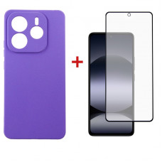 Чохол-накладка Dengos Carbon для Xiaomi Redmi Note 14 5G Purple (DG-KM-129) + захисне скло Чохол-накладка Dengos Carbon для Xiaomi Redmi Note 14 5G Purple (DG-KM-129) + захисне скло