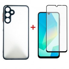 Чохол-накладка Dengos Matt для Samsung Galaxy A16 SM-A165 Black (DG-KM-133) + захисне скло Чохол-накладка Dengos Matt для Samsung Galaxy A16 SM-A165 Black (DG-KM-133) + захисне скло