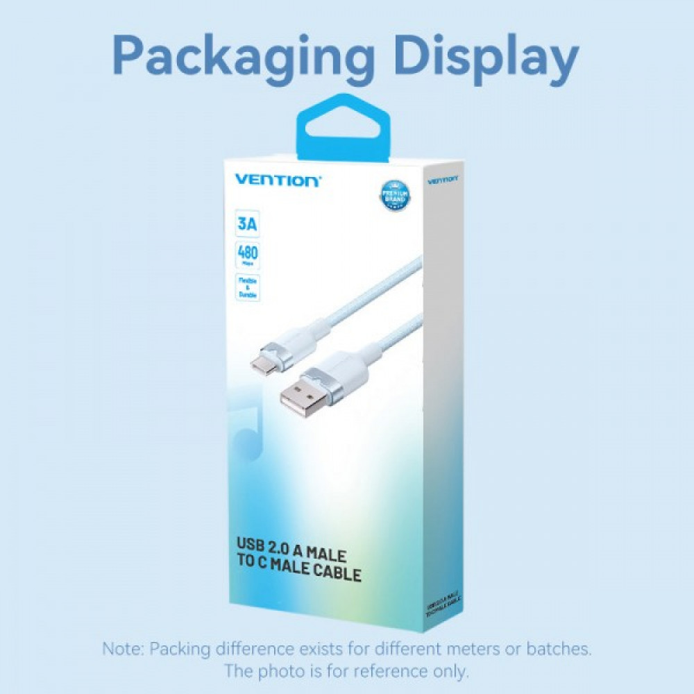 Кабель Vention USB - USB Type-C (M/M), 60W, 3A, 2 м, White (CTNWH)