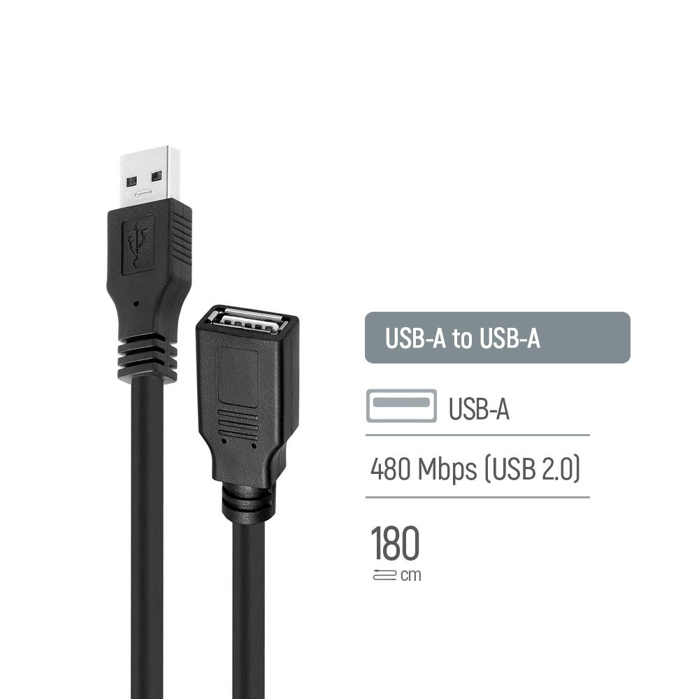 Кабель ColorWay USB - USB V 2.0 (M/F), 1.8 м, Black (CW-CBUF076-BK)