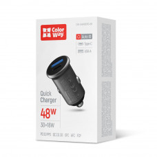 Автомобільний зарядний пристрій ColorWay 2USB (Type-C PD30W + USB QC3.0 18W) 48W Gray (CW-CHA065PD-GR)