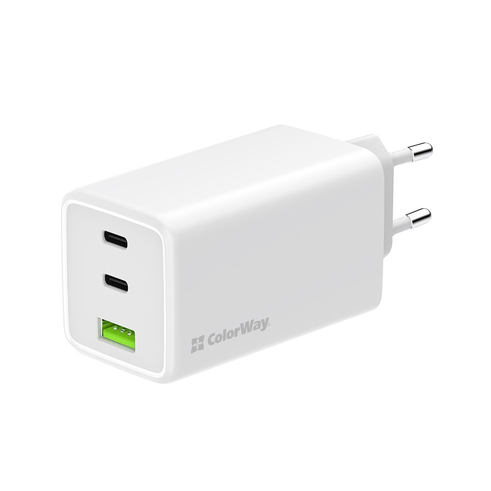 Мережевий зарядний пристрій ColorWay GaN Mini 100W PD Port PPS USB (USB-2C1A) White (CW-CHS061PD-WT)