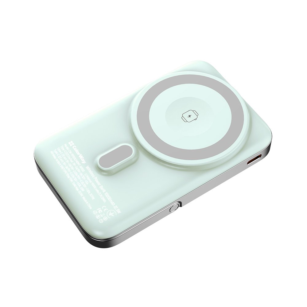 Універсальна мобільна батарея ColorWay 15W MagSafe & Watch Wireless 10000mAh Aquamarine (CW-PB100LPA2MT-WPDD)