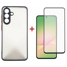 Чохол-накладка Dengos Matt для Samsung Galaxy A56 SM-A566 Black (DG-KM-141) + захисне скло Чохол-накладка Dengos Matt для Samsung Galaxy A56 SM-A566 Black (DG-KM-141) + захисне скло