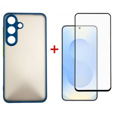 Чохол-накладка Dengos Matt для Samsung Galaxy S25 Plus SM-S936 Blue (DG-KM-143) + захисне скло Чохол-накладка Dengos Matt для Samsung Galaxy S25 Plus SM-S936 Blue (DG-KM-143) + захисне скло