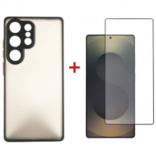 Чохол-накладка Dengos Matt для Samsung Galaxy S25 Ultra SM-S938 Black (DG-KM-144) + захисне скло Чохол-накладка Dengos Matt для Samsung Galaxy S25 Ultra SM-S938 Black (DG-KM-144) + захисне скло