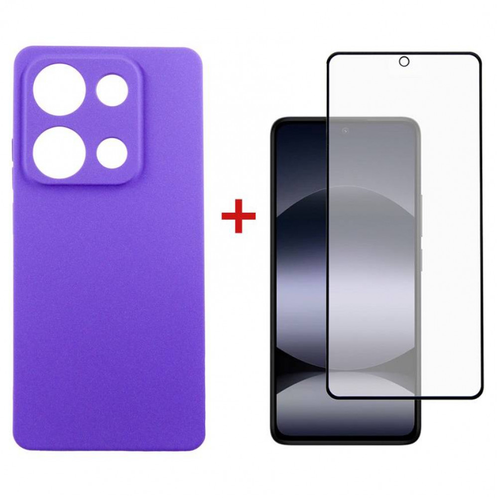 Чохол-накладка Dengos для Xiaomi Redmi Note 14S Violet Full Glue (DG-KM-146) + захисне скло