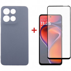 Чохол-накладка Dengos для Motorola G15/G15 Power Grey Full Glue (DG-KM-147) + захисне скло Чохол-накладка Dengos для Motorola G15/G15 Power Grey Full Glue (DG-KM-147) + захисне скло