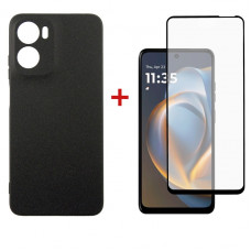Чохол-накладка Dengos Carbon для Motorola Moto G05 Black (DG-KM-178) + захисне скло