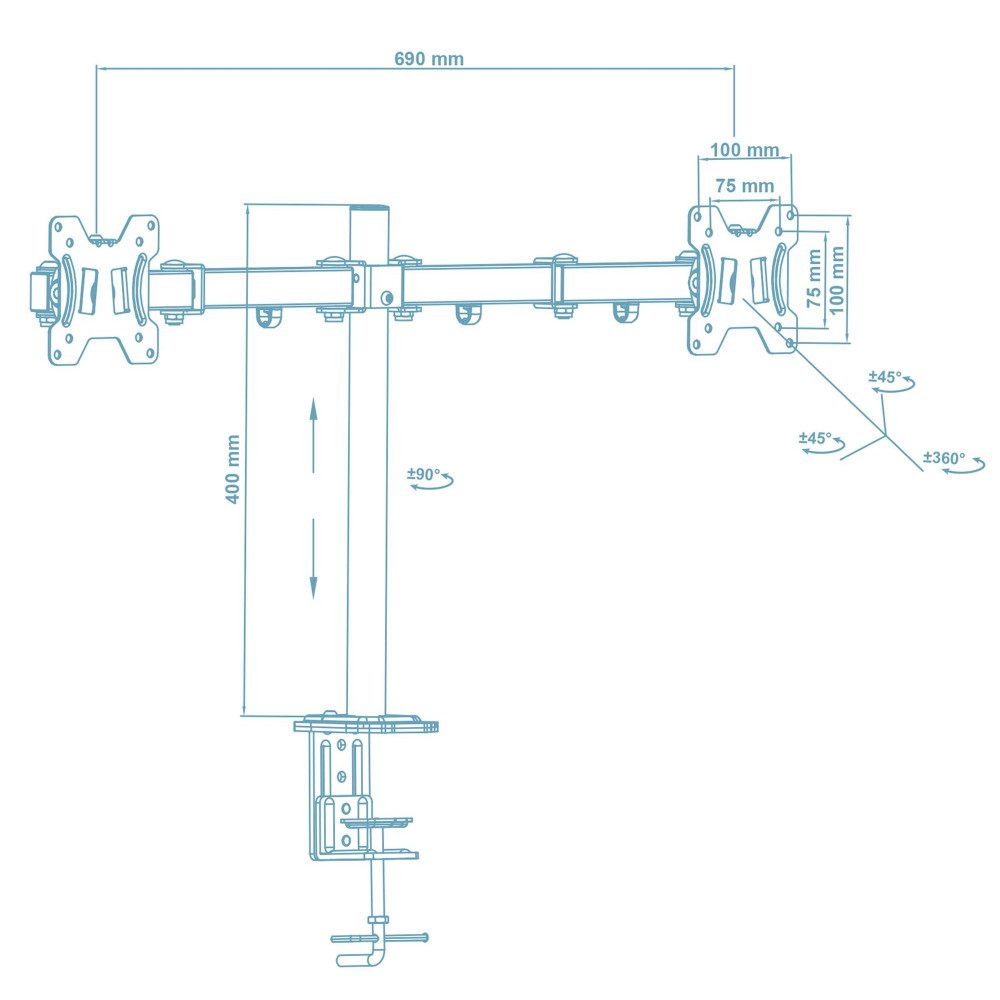 Кронштейн Walfix DM-400B (для 2-х моніторів)