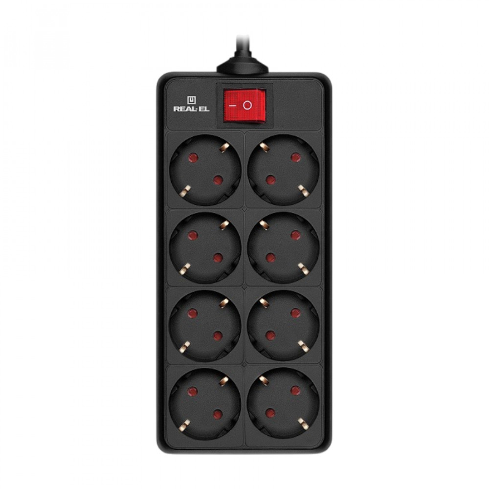 Фільтр живлення REAL-EL RS-8 Protect 1.8 м Black