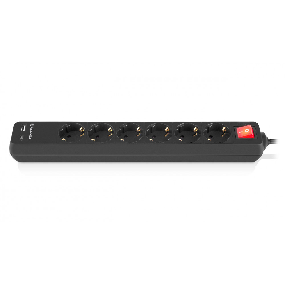 Фільтр живлення REAL-EL RS-Protect 605 3м Black (EL122300041)