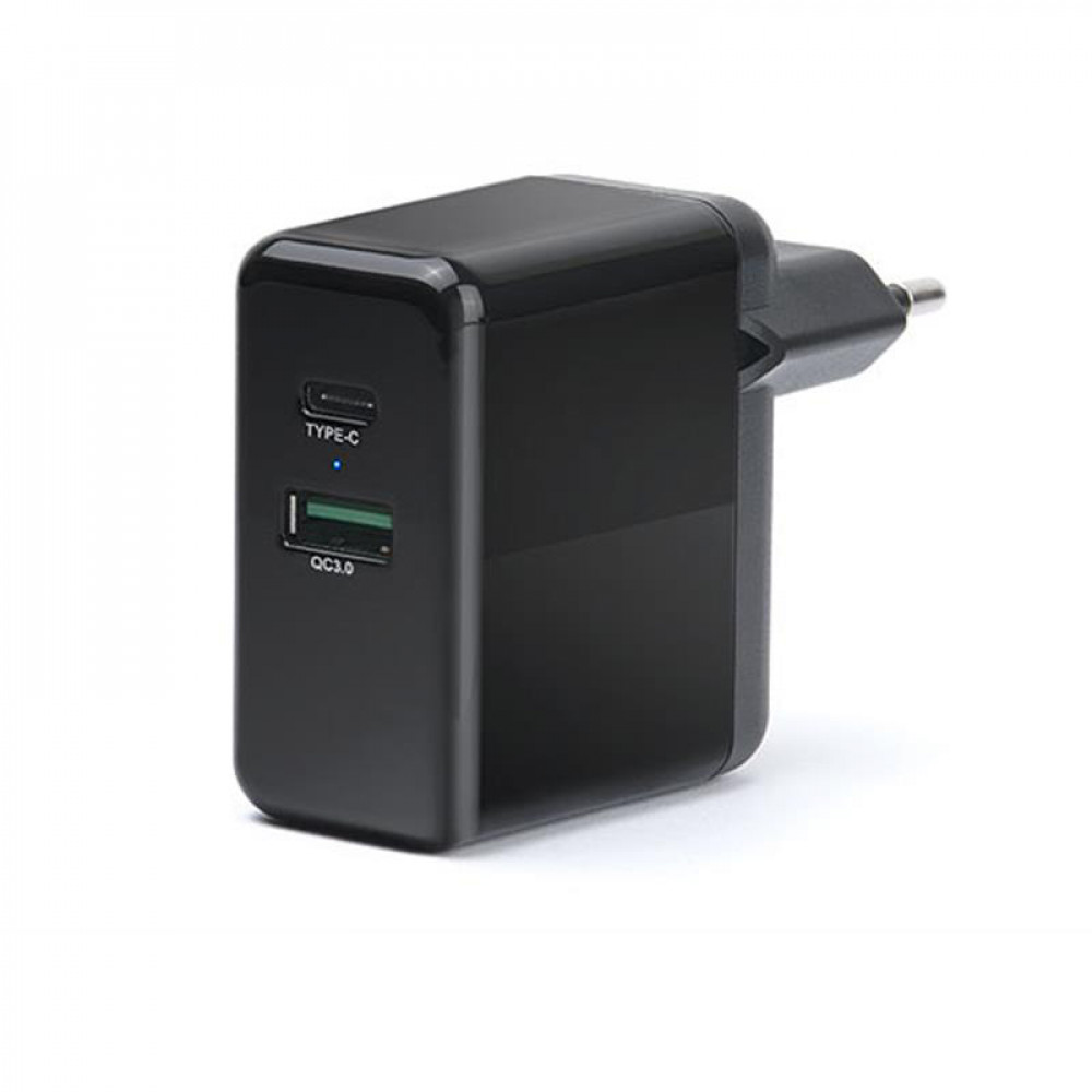 Мережевий зарядний пристрій REAL-EL CH-350 QC3.0 (2USB, 3A) Black