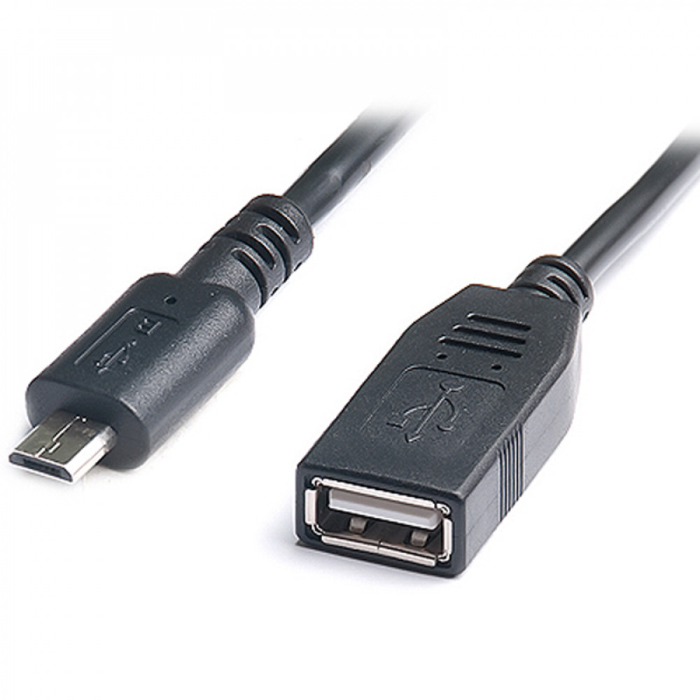 Кабель REAL-EL USB - micro USB V 2.0 (F/M), 0.1 м, чорний (EL123500014)