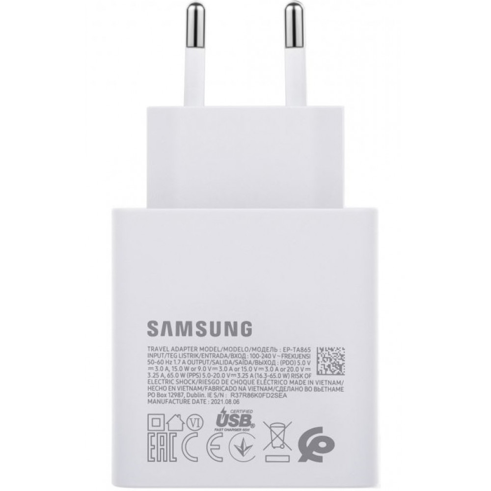 Мережевий зарядний пристрій Samsung EP-TA865 65W Type-C White (EP-TA865NWE) OEM
