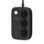 Фільтр живлення ColorWay CW-CHE34PDB GaN3 Pro PD 65W (2USB-A + 2 TYPE-C) 3 розетки, 4 USB, 2 м, чорний