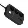 Фільтр живлення ColorWay CW-CHE34PDB GaN3 Pro PD 65W (2USB-A + 2 TYPE-C) 3 розетки, 4 USB, 2 м, чорний