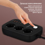 Фільтр живлення ColorWay CW-CHE34PDB GaN3 Pro PD 65W (2USB-A + 2 TYPE-C) 3 розетки, 4 USB, 2 м, чорний