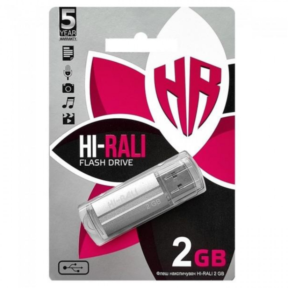 Флеш-накопичувач USB 2GB Hi-Rali Corsair Series Silver (HI-2GBCORSL)