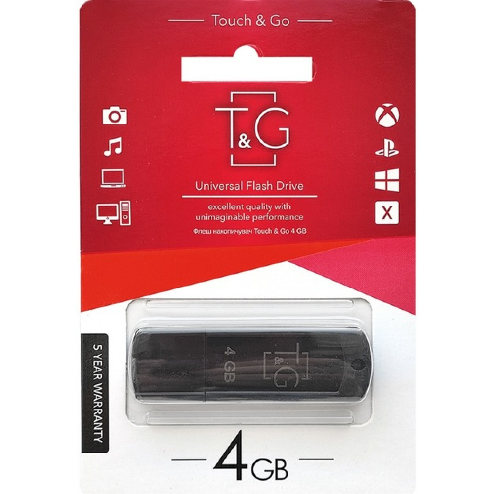 Флеш-накопичувач USB 4GB T&G 011 Classic Series Black (TG011-4GBBK)