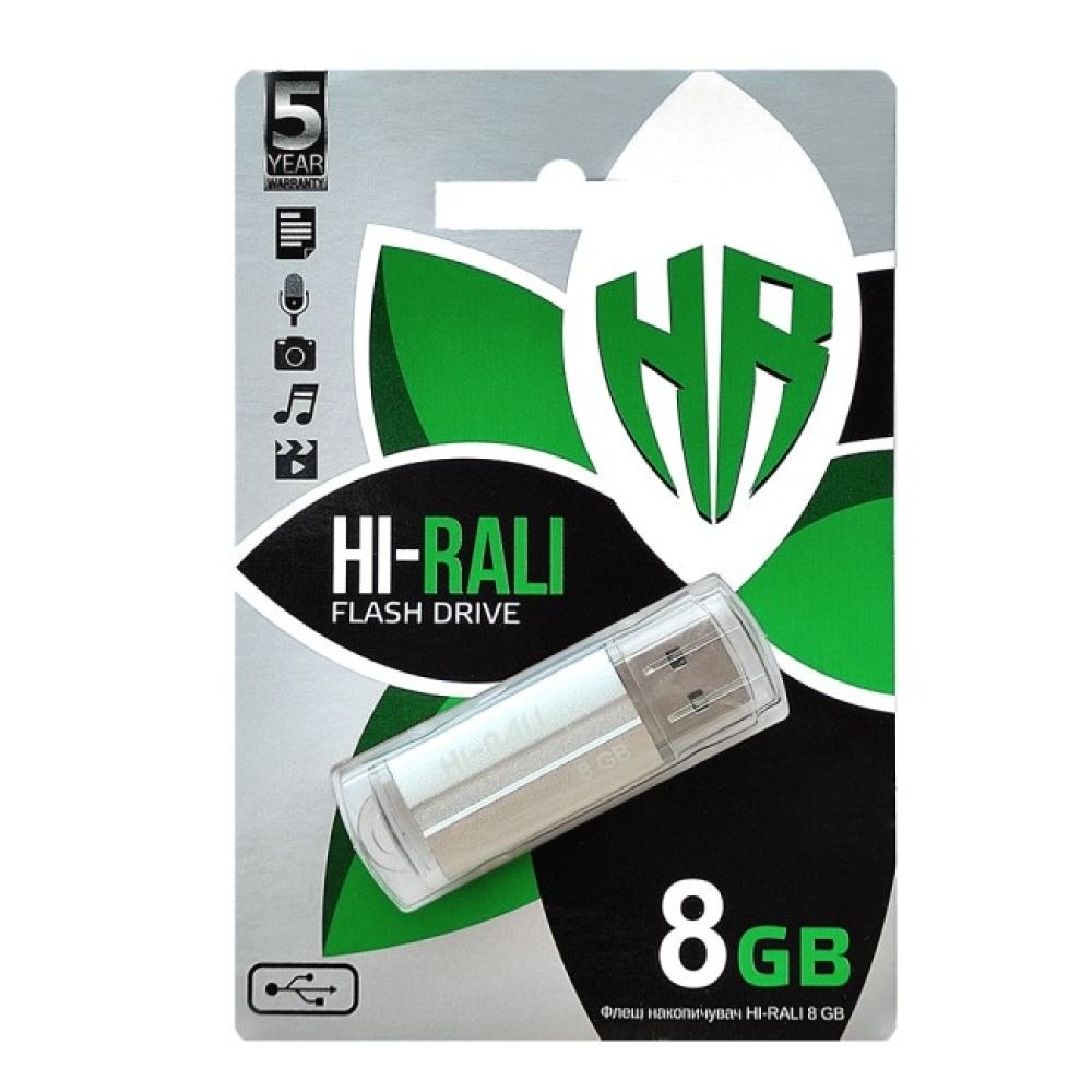 Флеш-накопичувач USB 8GB Hi-Rali Corsair Series Silver (HI-8GBCORSL)