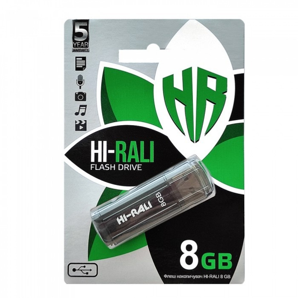 Флеш-накопичувач USB 8GB Hi-Rali Stark Series Black (HI-8GBSTBK)