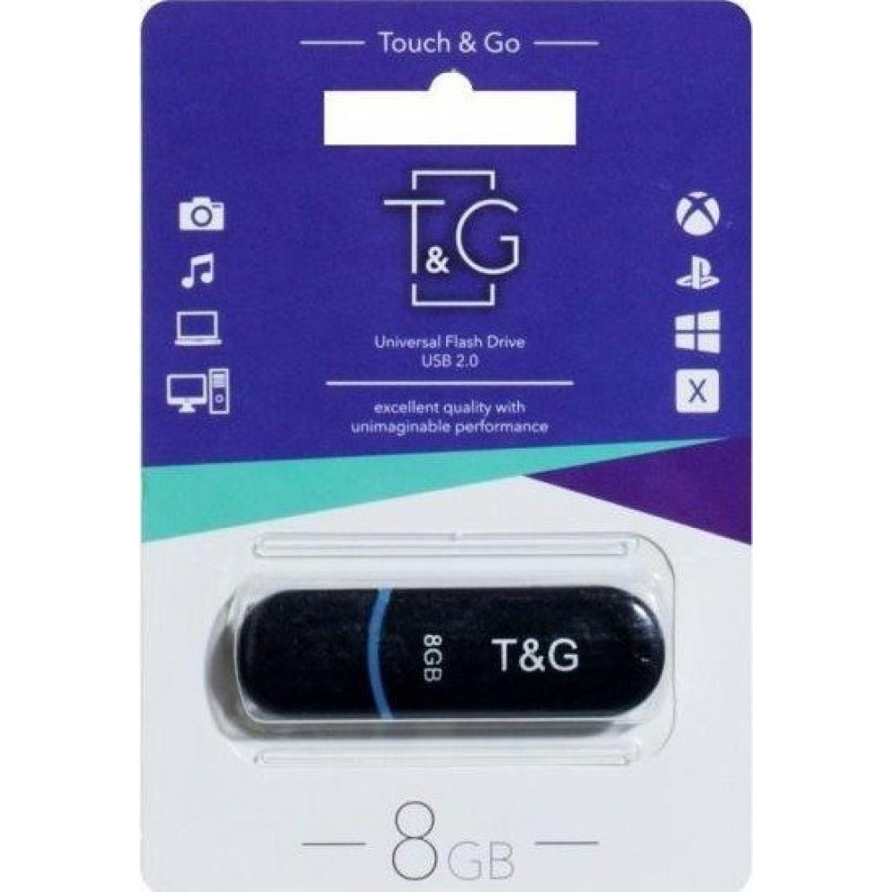 Флеш-накопичувач USB 8GB T&G 012 Classic Series Black (TG012-8GBBK)
