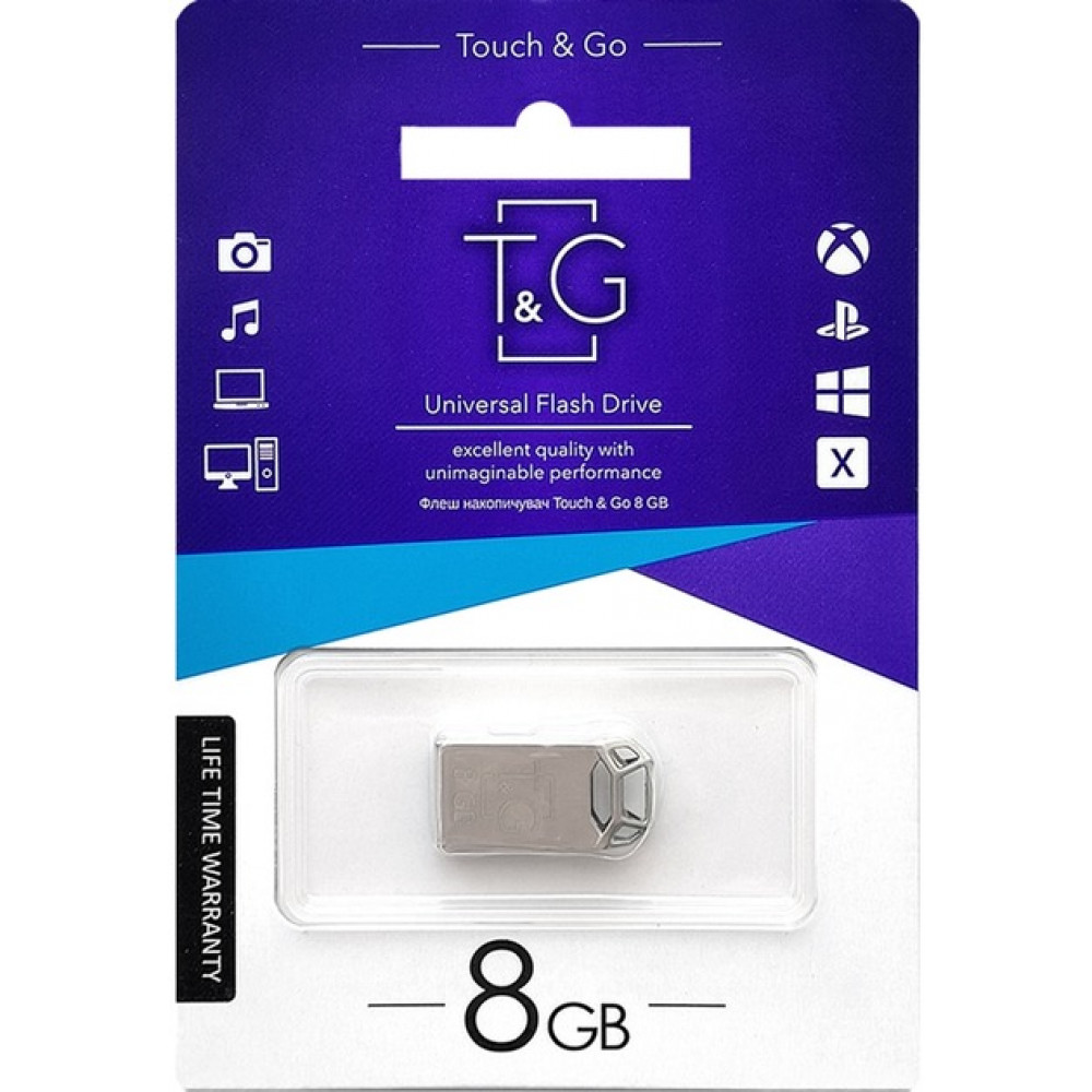 Флеш-накопичувач USB 8GB T&G 110 Metal Series Silver (TG110-8G)