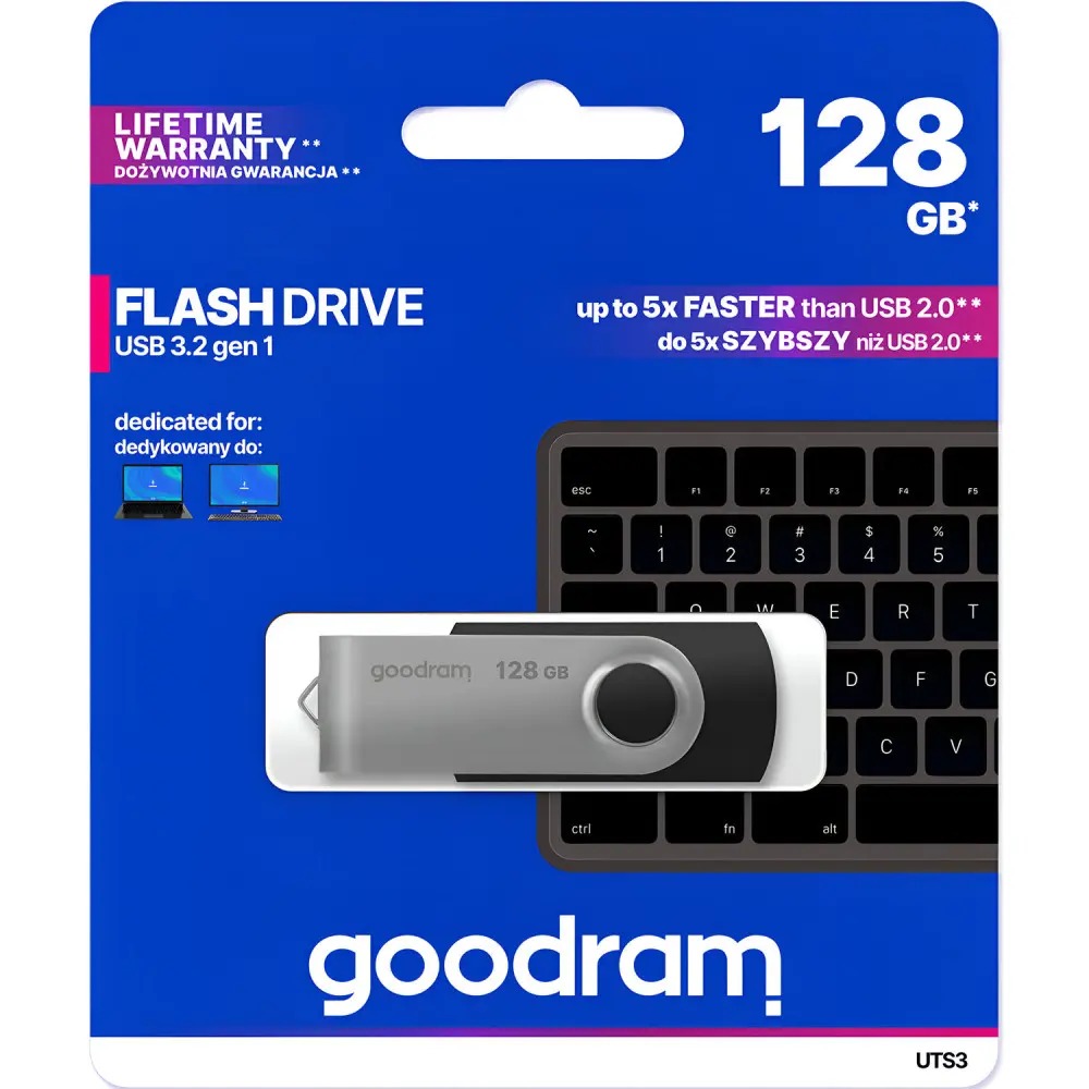 Флеш-накопичувач USB3.2 128GB Goodram UTS3 (Twister) Black (UTS3-1280K0R11)