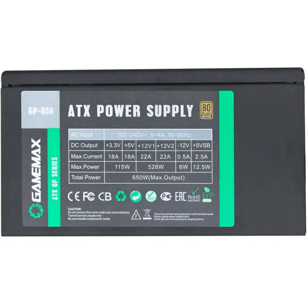 Блок живлення GameMax GP-650 Black, 650W