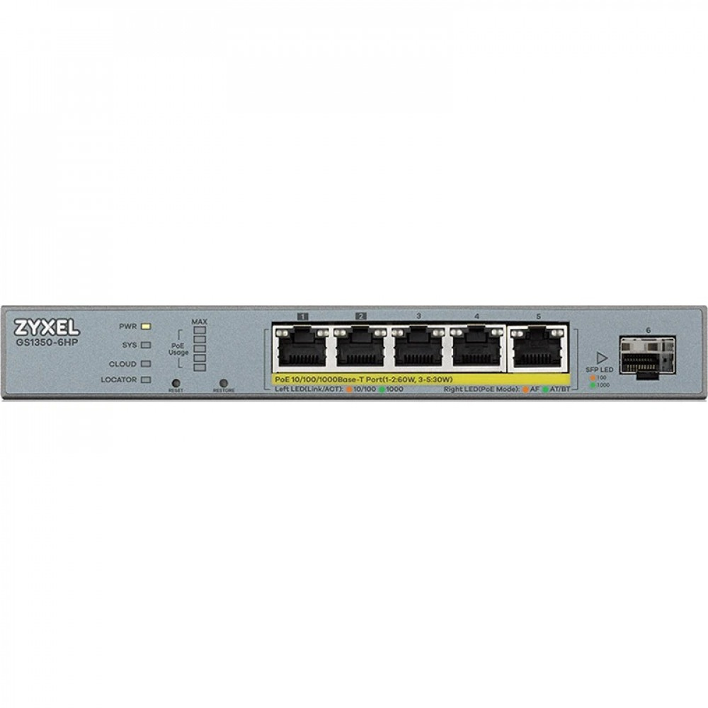 Комутатор для відеоспостереження ZYXEL GS1350-6HP (GS1350-6HP-EU0101F)