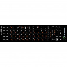 Наліпки на клавіатуру Grand-X 68 keys Cyrillic orange, Latin white (GXDPOW)