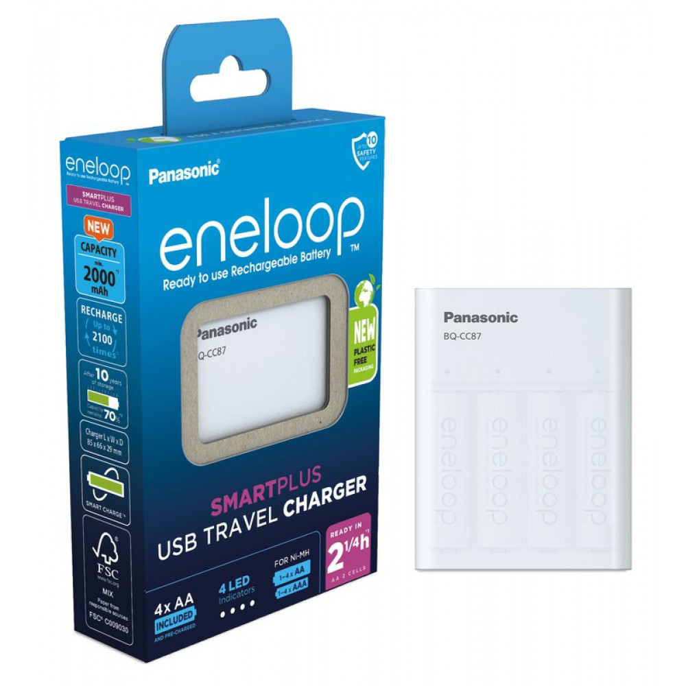 Зарядний пристрій Panasonic Eneloop ready USB in/out з функцією Power Bank + AA 2000 mAh