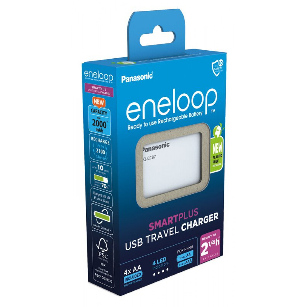 Зарядний пристрій Panasonic Eneloop ready USB in/out з функцією Power Bank + AA 2000 mAh