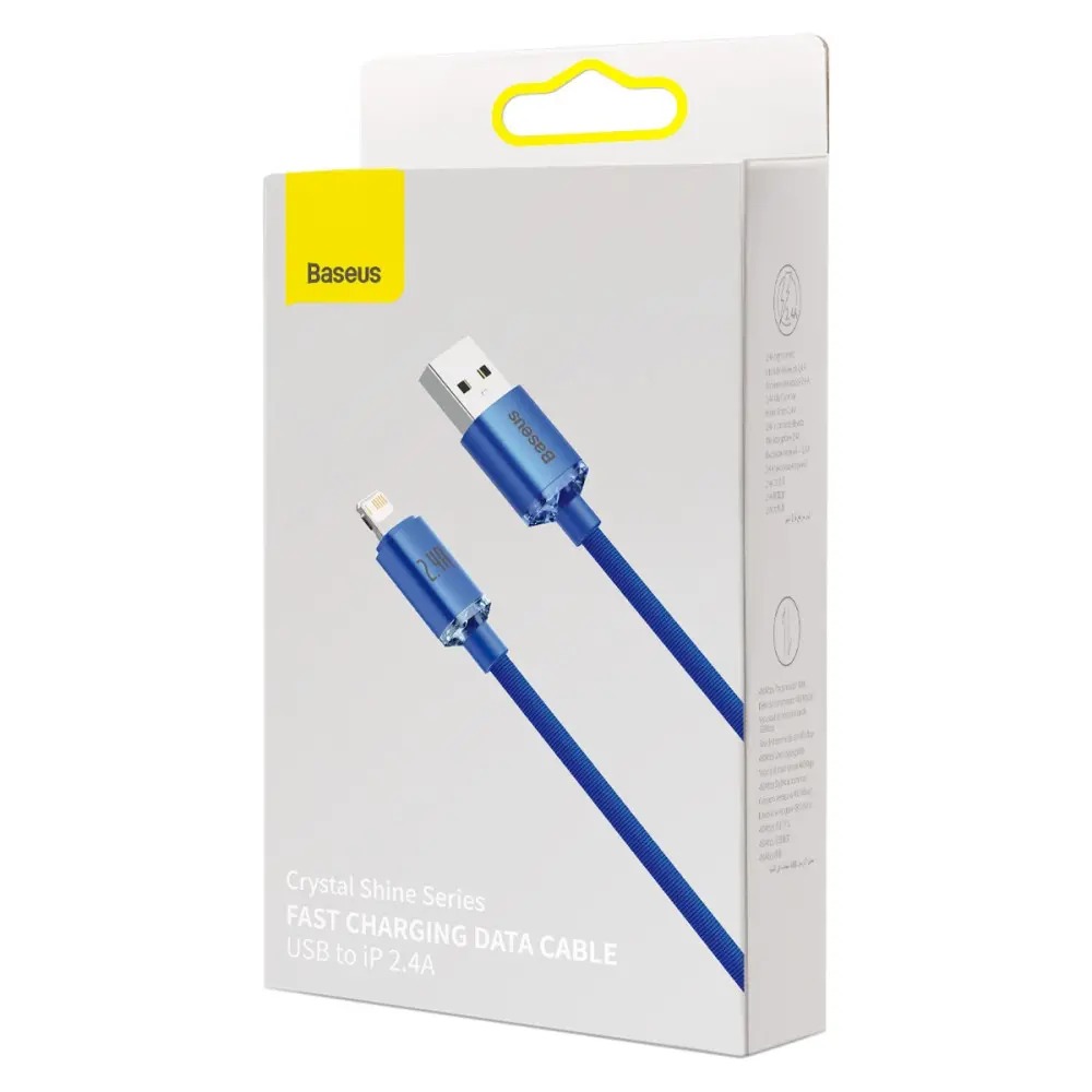Кабель Baseus Crystal Shine USB - Lightning (M/M), 2.4A, 2 м Blue (CAJY000103)