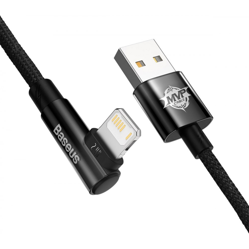 Кабель Baseus MVP 2 USB - Lightning (M/M), 2.4A, 2 м Black (CAVP000101)