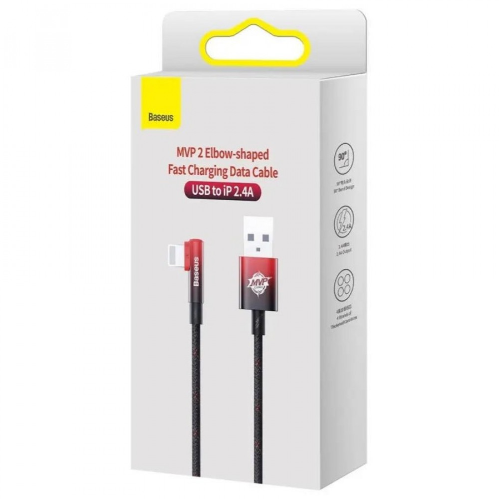 Кабель Baseus MVP 2 USB - Lightning (M/M), 2.4A, 2 м Black/Red (CAVP000120)