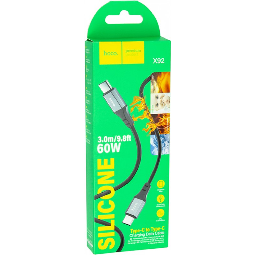Кабель Hoco X92 USB Type-C - USB Type-C (M/M), 60W, 3 м, Black (CA913930)