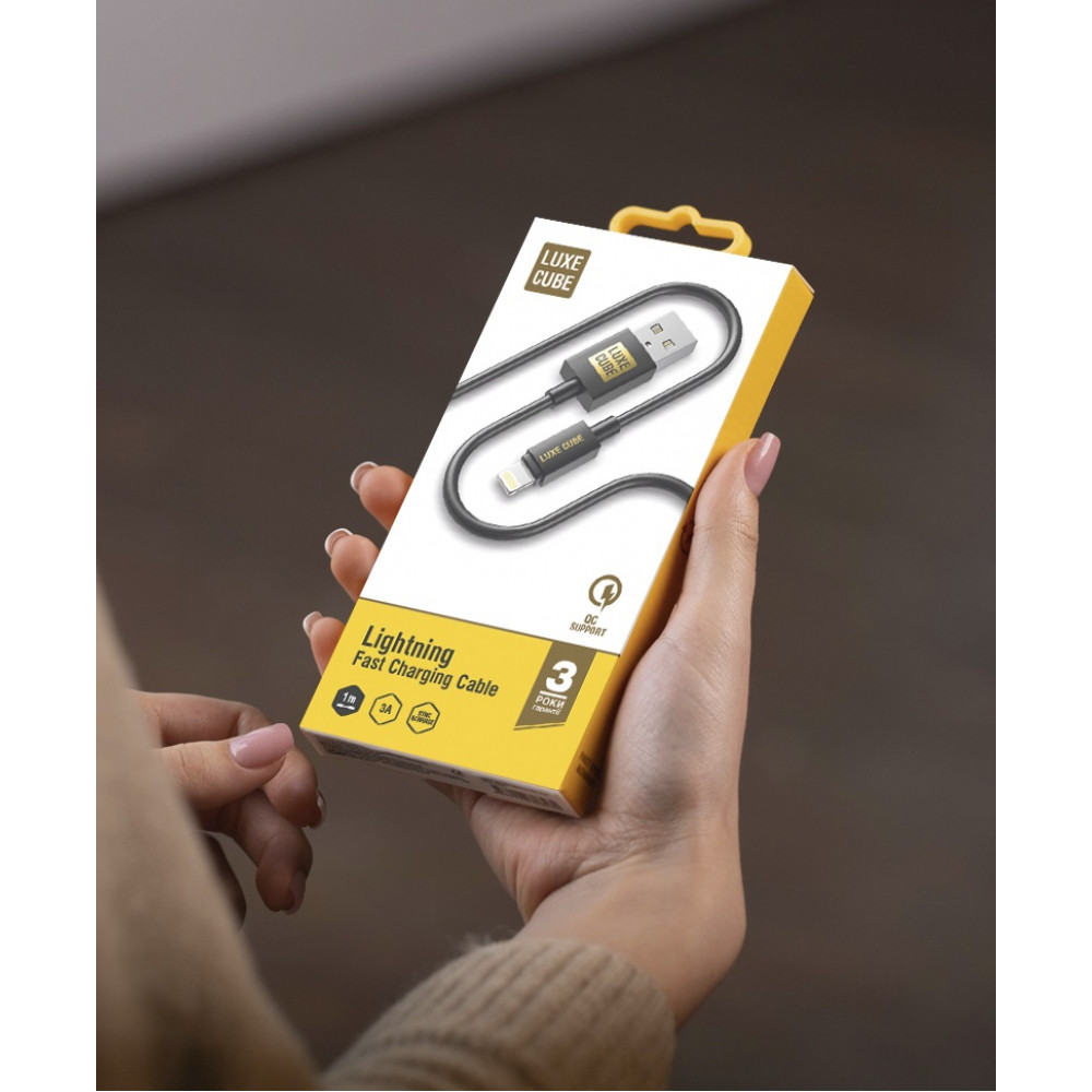 Кабель Luxe Cube USB - Lightning (M/M), 3А, 2 м, чорний (8886888698445)
