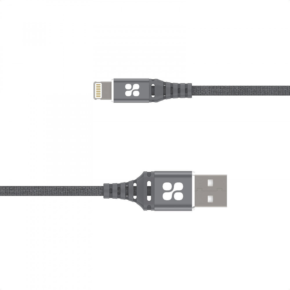 Кабель Promate NerveLink-i USB - Lightning (M/M), 2.4 A, 1.2 м, Grey