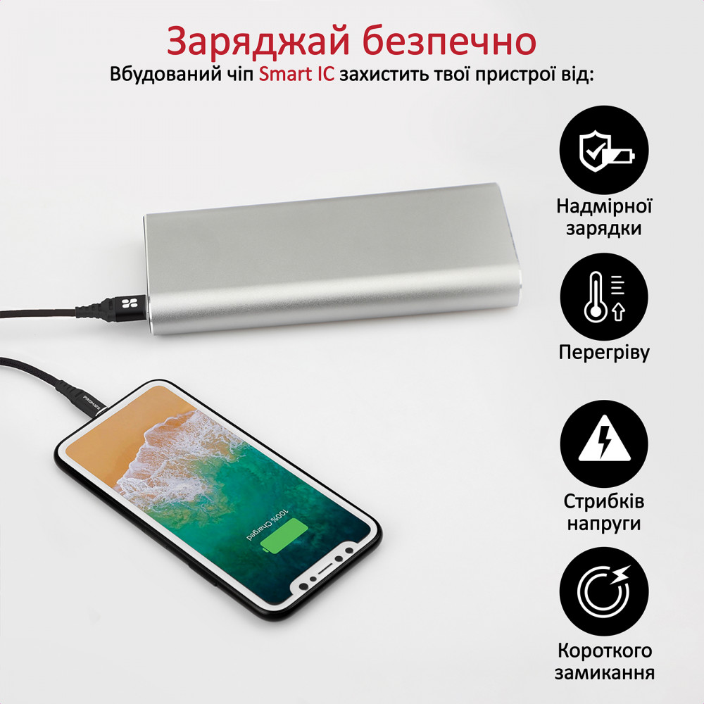 Кабель Promate NerveLink-i USB - Lightning (M/M), 2.4 A, 1.2 м, Black