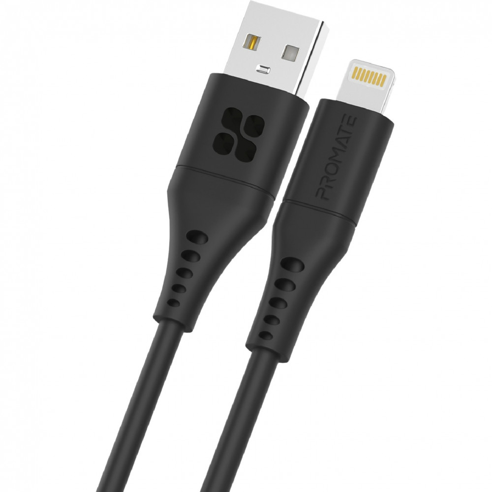 Кабель Promate PowerLink-Ai200 USB - Lightning (M/M), 2.4 A, 2 м, Black