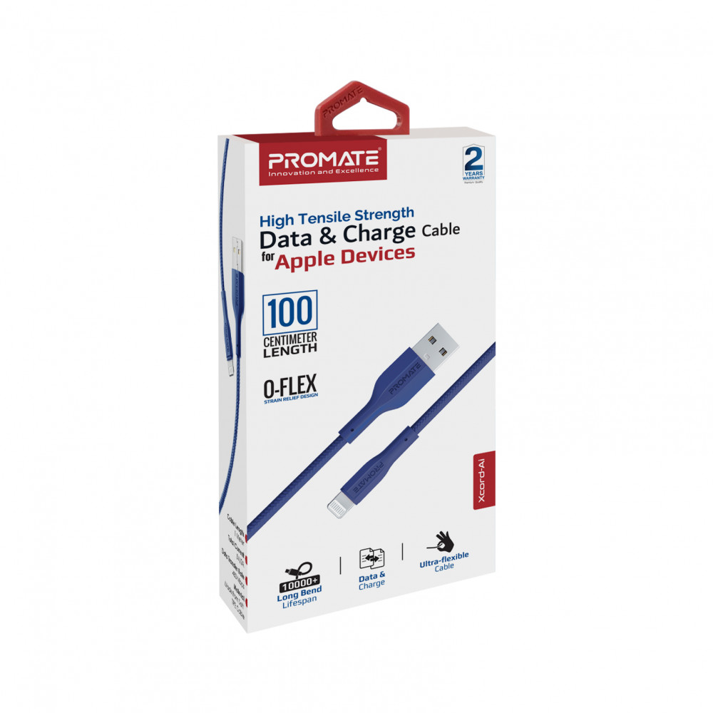 Кабель Promate xCord-Ai USB - Lightning (M/M), 2 A, 1 м, Navy