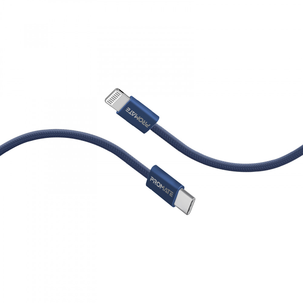 Кабель Promate EcoLine-Ci120 USB Type-C - Lightning (M/M), 3 A, 27 W, 1.2 м, Navy