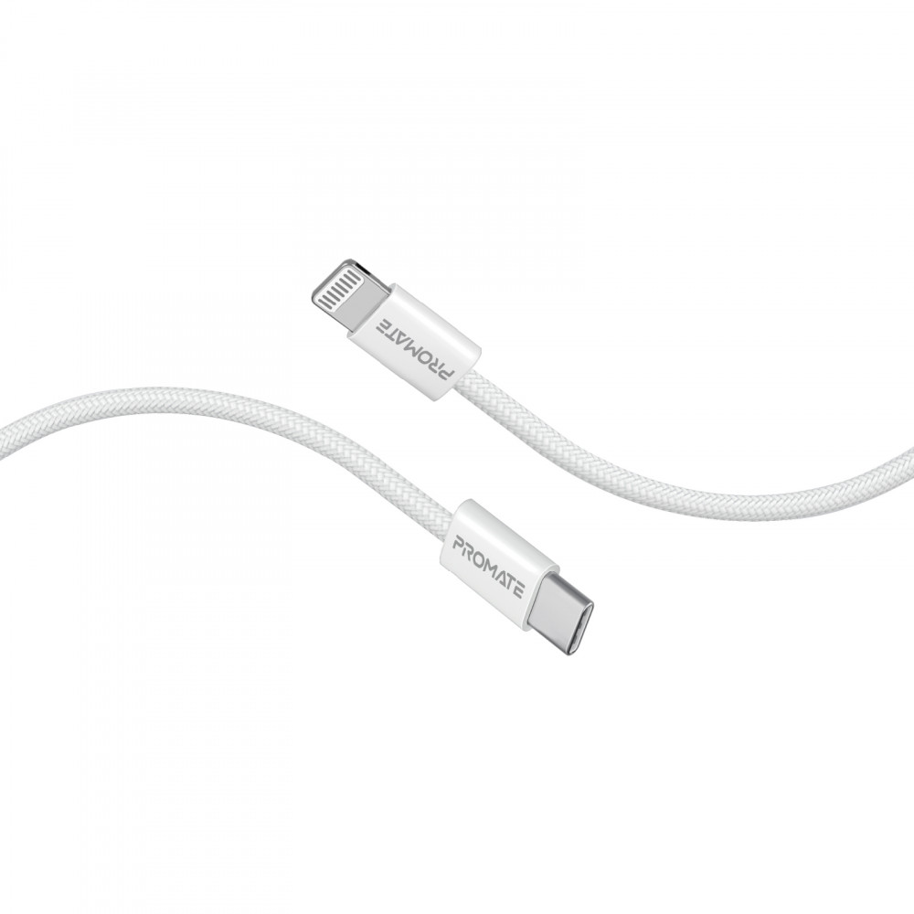 Кабель Promate EcoLine-Ci120 USB Type-C - Lightning (M/M), 3 A, 27 W, 1.2 м, White