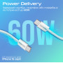 Кабель Promate USB Type-C - USB Type-C (M/M), 3A, 60W, 2 м, White (ecoline-cc200.white)