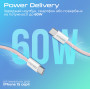 Кабель Promate EcoLine-CC200 USB Type-C - USB Type-C (M/M), 3 A, 60 W, 2 м, Pink