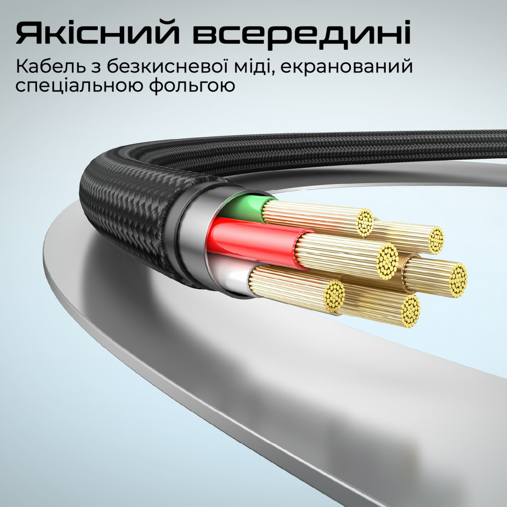 Кабель Promate Springy USB Type-C - USB Type-C (M/M), 3 A, 60 W, 1.2 м, Black